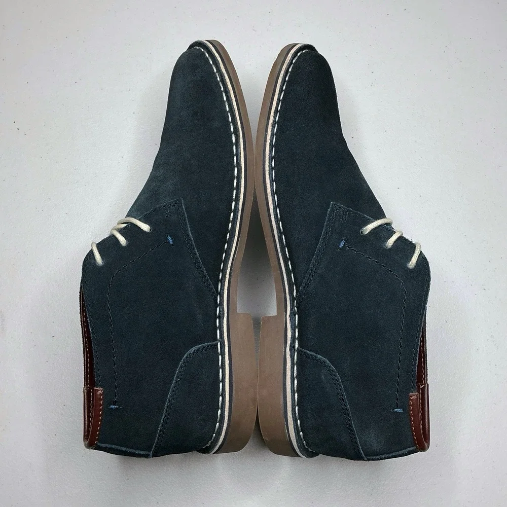 Kenneth Cole Reaction Shoes Men 10.5 Blue Suede Leather Chukka Lace Up